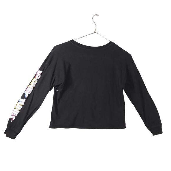 Looney Tunes Cropped Tee Size 11/12 Black Long Sleeve Graphic - Picture 2 of 6
